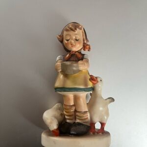 Hummel Figurine with Geese - Cream and Brown